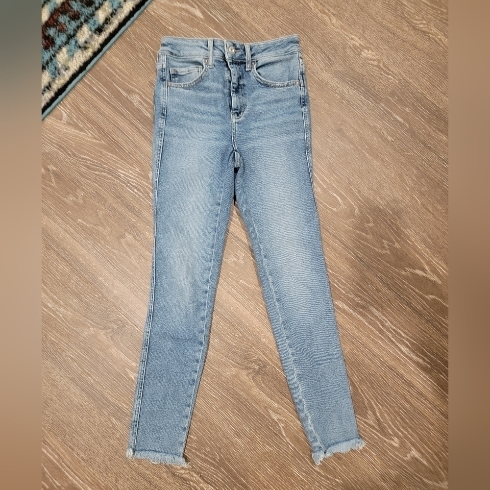 FREE‎ PEOPLE size 26 Denim frayed Straight stretch NWOT